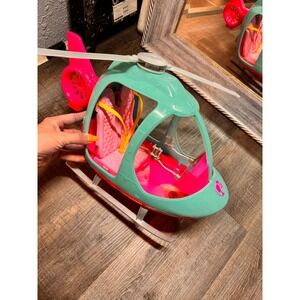 Barbie Travel Helicopter Teal and Pink Vehicle with Spinning‎ Rotors FWY29